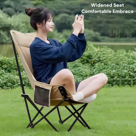Outdoor Portable Folding Camping Chair - Heavy-Duty & Compact with Side Pockets