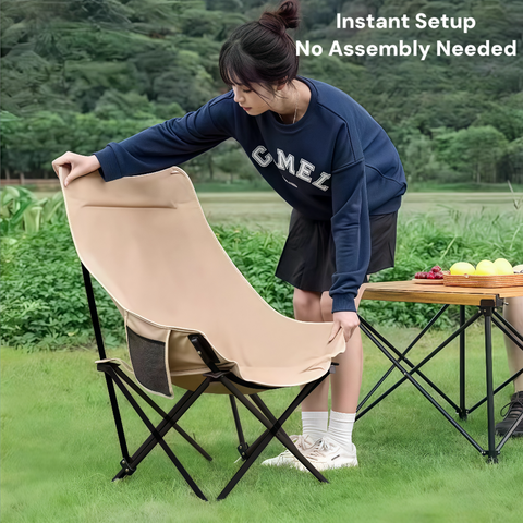 Outdoor Portable Folding Camping Chair - Heavy-Duty & Compact with Side Pockets