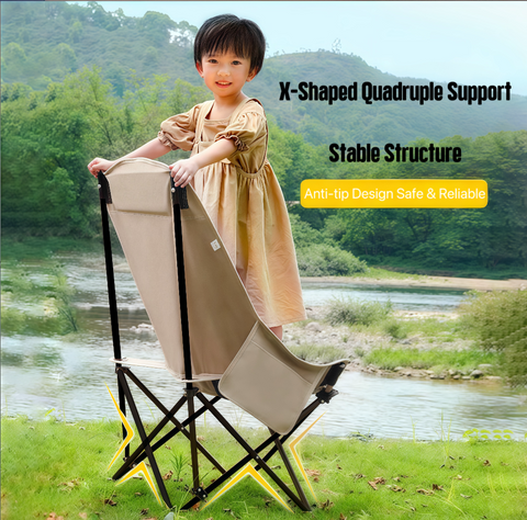 Outdoor Portable Folding Camping Chair - Heavy-Duty & Compact with Side Pockets