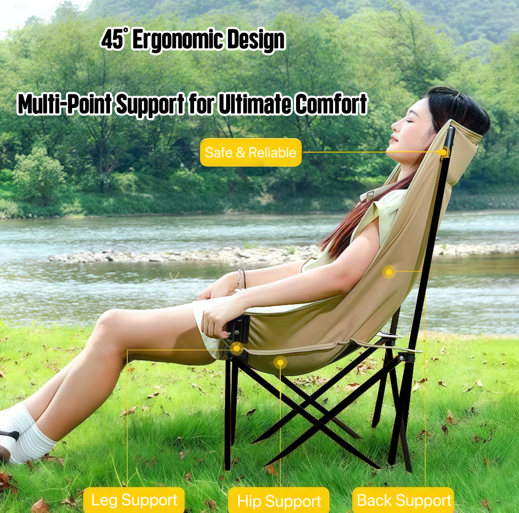 Outdoor Portable Folding Camping Chair - Heavy-Duty & Compact with Side Pockets