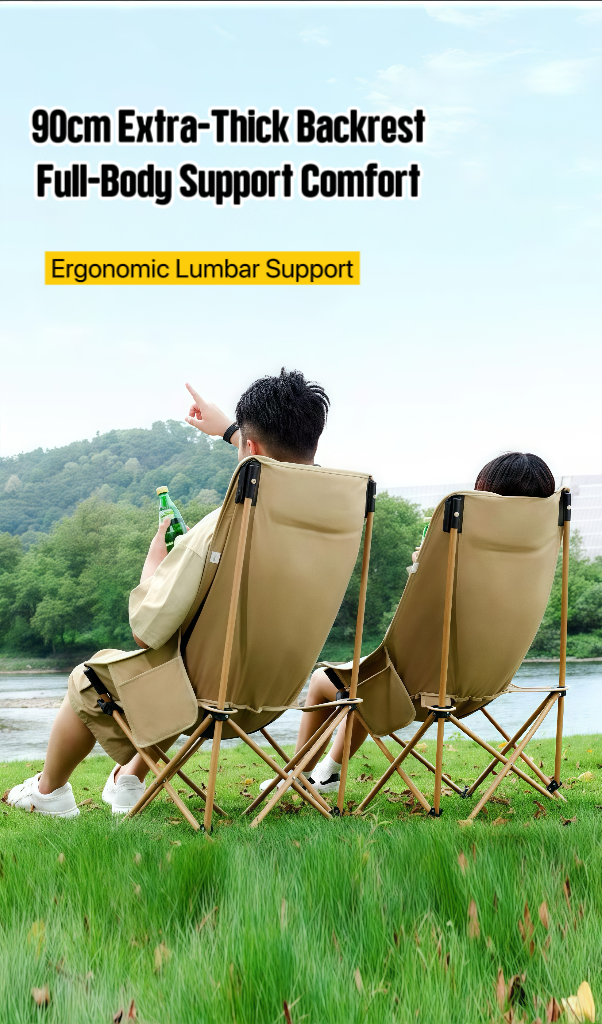 Outdoor Portable Folding Camping Chair - Heavy-Duty & Compact with Side Pockets
