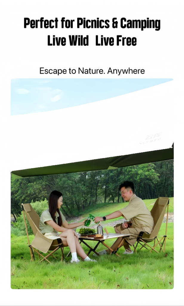 Outdoor Portable Folding Camping Chair - Heavy-Duty & Compact with Side Pockets
