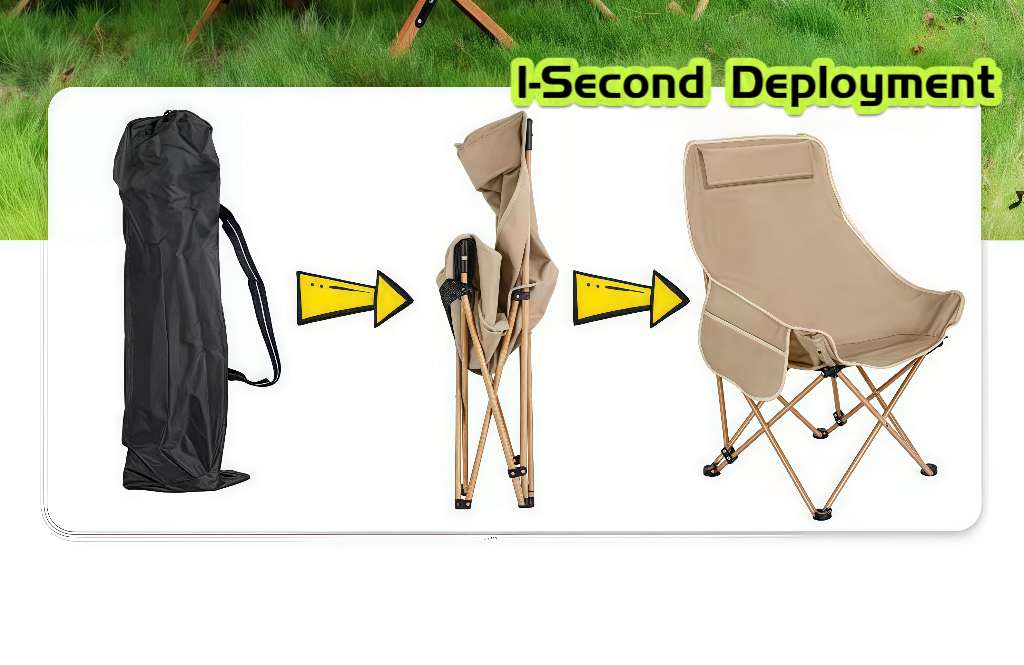 Outdoor Portable Folding Camping Chair - Heavy-Duty & Compact with Side Pockets